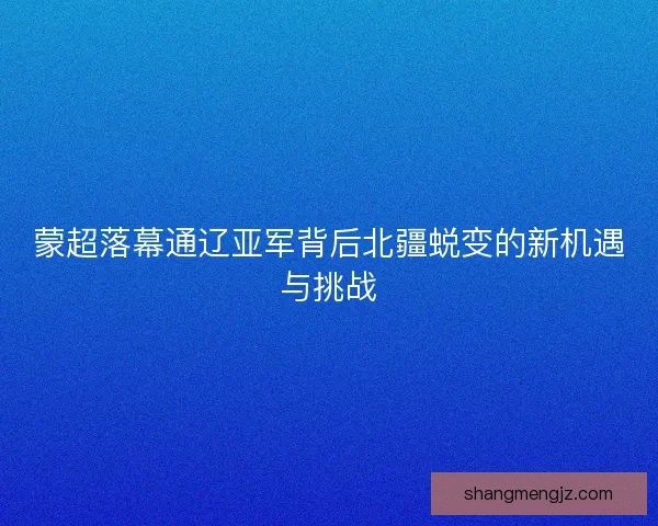 蒙超落幕通辽亚军背后北疆蜕变的新机遇与挑战