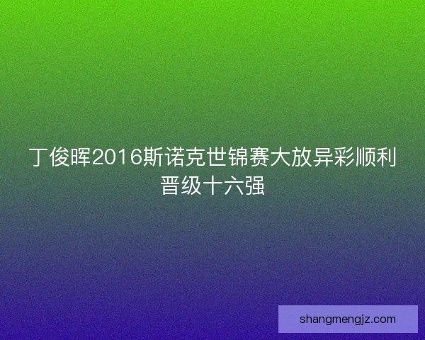 丁俊晖2016斯诺克世锦赛大放异彩顺利晋级十六强