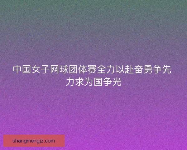 中国女子网球团体赛全力以赴奋勇争先 力求为国争光